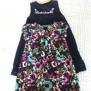 Corduroy dress floral, navy blue 18 month